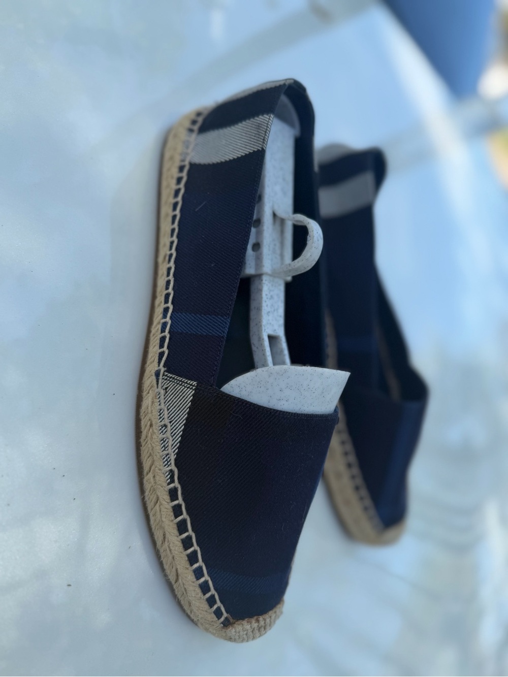 Burberry Navy and Indigo Canvas House Check Espadrilles - Picture 2 of 12